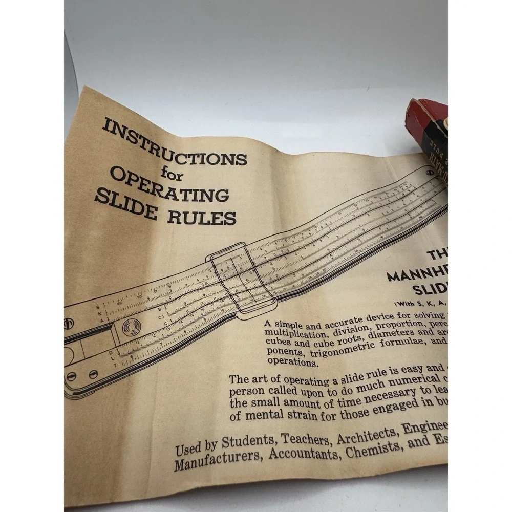 Original Vintage‎ POCKET Slide Rule: ACU-MATH 1240 In Box w/ Instructions 1970s